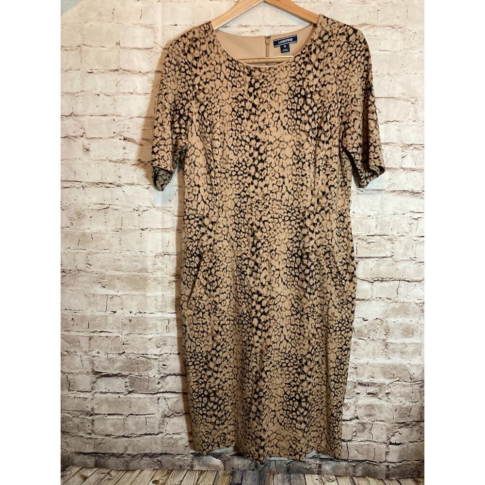 Lands' End Tan and Black Midi Dress